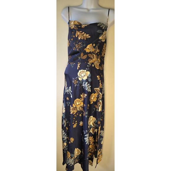 Petal + Pup Alejandra Cowl Neck Midi Dress Size 4 Adjustable Strap Blue Floral - Picture 2 of 10